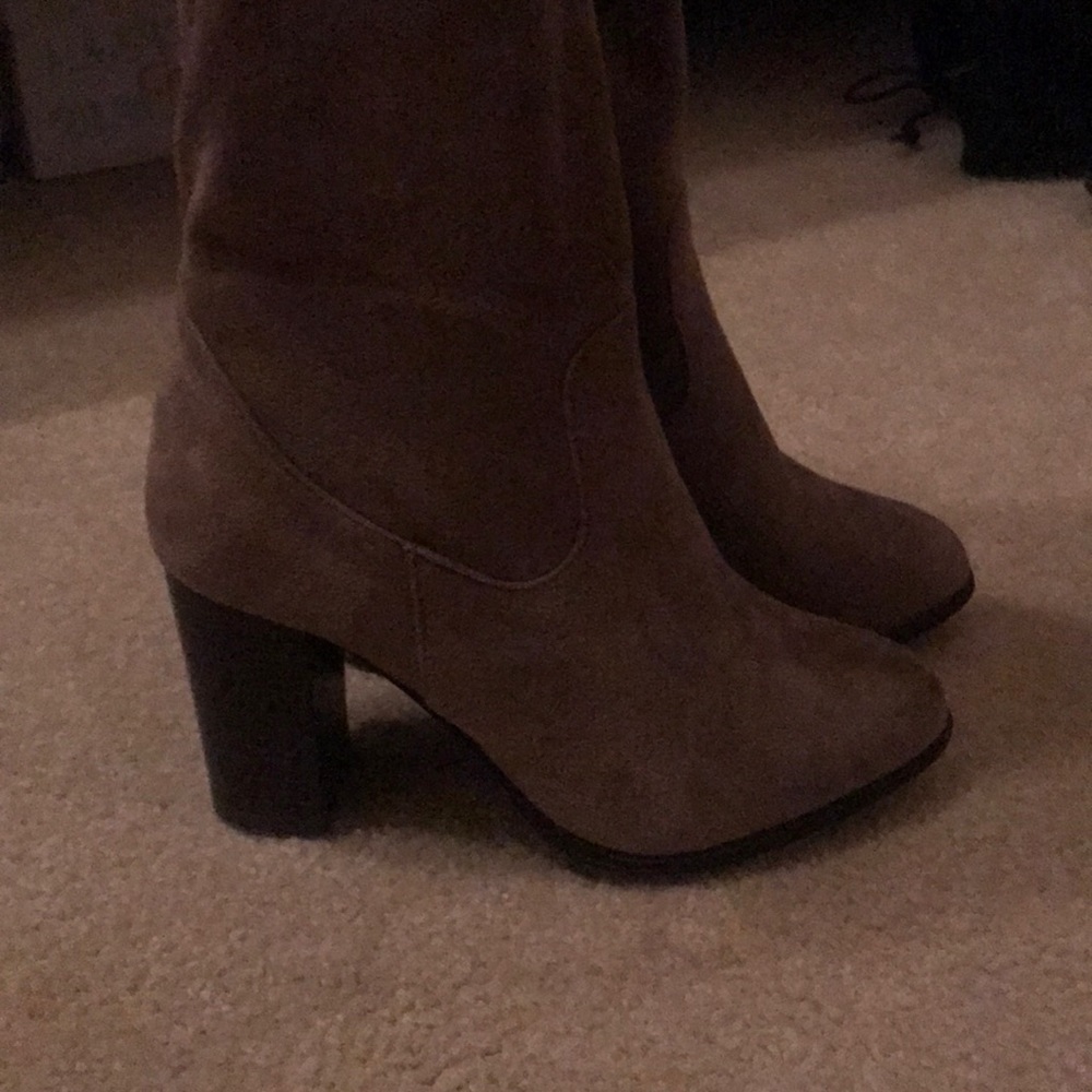Taupe over the knee boots